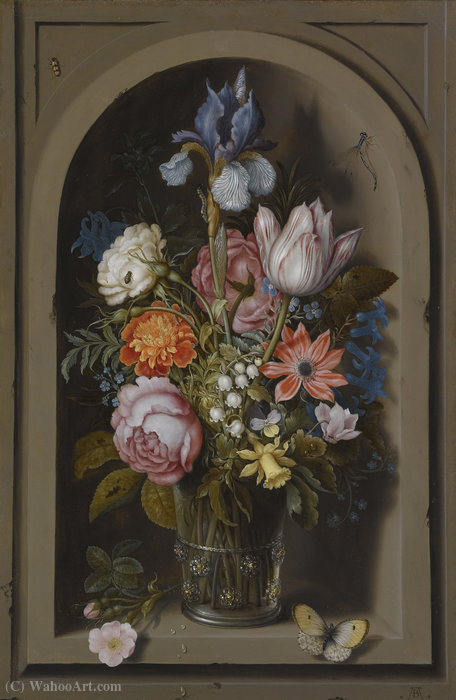 Buy Museum Art Reproductions Still life with flowers in a marble niche (about (1621)) by Ambrosius Bosschaert The Elder | ArtsDot.com