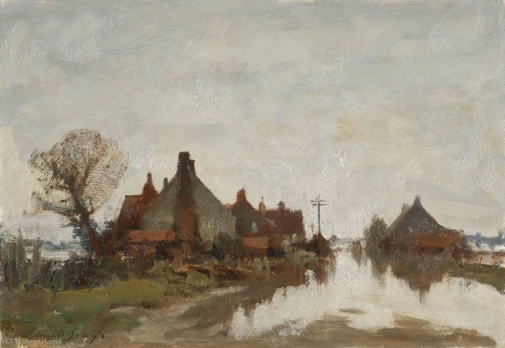 Buy Museum Art Reproductions Flooded Road at Beccles, Suffolk by Edward Seago (Inspired By) (1910-1974) | ArtsDot.com