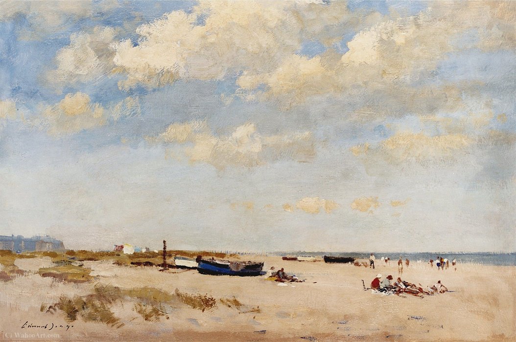 Order Oil Painting Replica On the Beach of Great Yarmouth by Edward Seago (Inspired By) (1910-1974) | ArtsDot.com