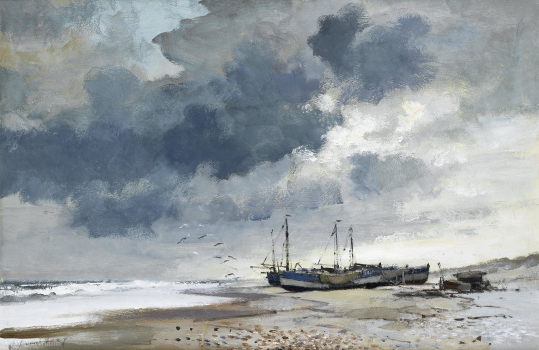Order Art Reproductions Suffolk beach by Edward Seago (Inspired By) (1910-1974) | ArtsDot.com