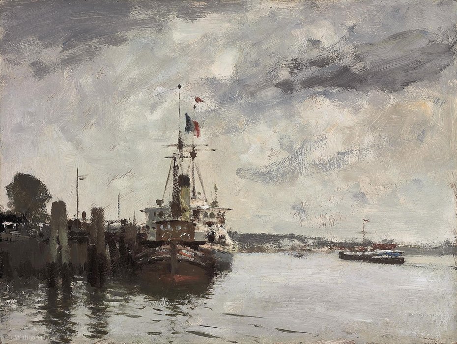 Buy Museum Art Reproductions The tug, tancarville by Edward Seago (Inspired By) (1910-1974) | ArtsDot.com