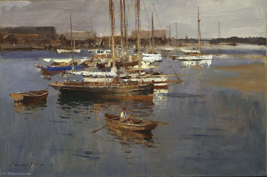Order Artwork Replica Yachts at Brightlingsea, Essex by Edward Seago (Inspired By) (1910-1974) | ArtsDot.com