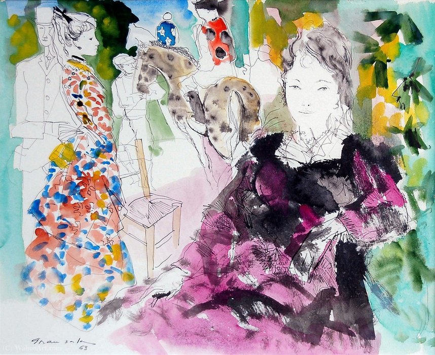 Buy Museum Art Reproductions Women, Men and Horserider, (1963) by Emilio Grau Sala (Inspired By) (1911-1975) | ArtsDot.com
