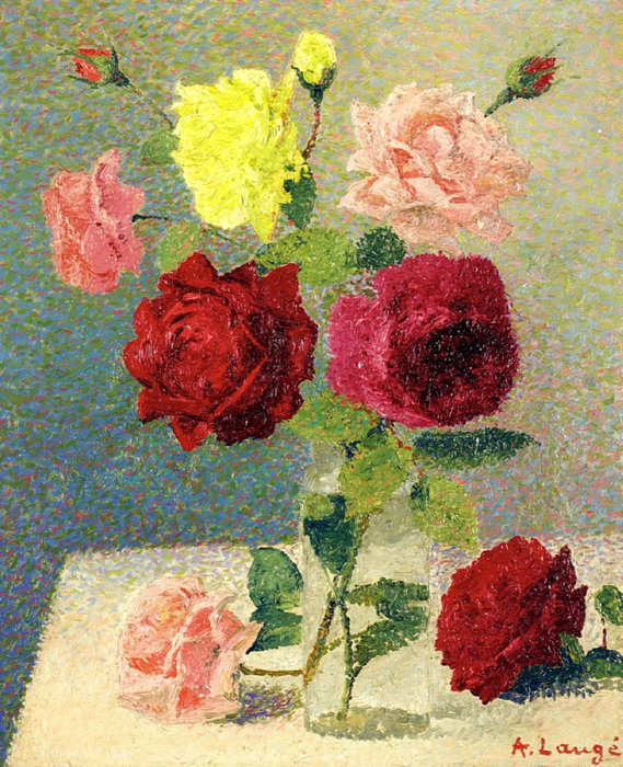 Order Paintings Reproductions Bouquet of Roses, (1905) by Achille Laugé (1861-1944) | ArtsDot.com