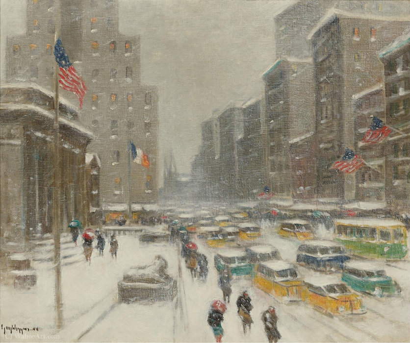 Buy Museum Art Reproductions 5th Avenue in Winetr by Guy Carleton Wiggins (Inspired By) (1840-1962) | ArtsDot.com