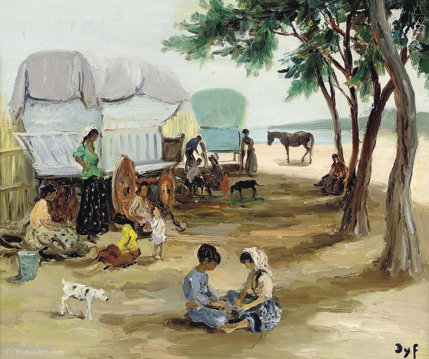 Buy Museum Art Reproductions Gypsy encampment, (1950) by Marcel Dyf (Inspired By) (1899-1985, France) | ArtsDot.com