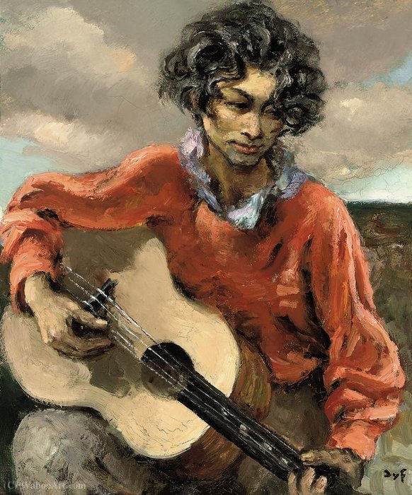 Order Artwork Replica Gypsy with Guitar, (1950) by Marcel Dyf (Inspired By) (1899-1985, France) | ArtsDot.com