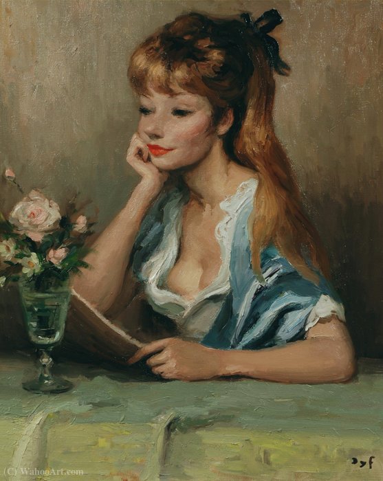 Buy Museum Art Reproductions Romantic girl by Marcel Dyf (Inspired By) (1899-1985, France) | ArtsDot.com