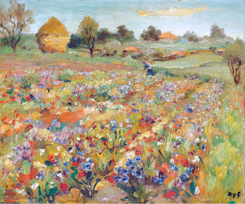 Order Oil Painting Replica The Field of Poppies by Marcel Dyf (Inspired By) (1899-1985, France) | ArtsDot.com