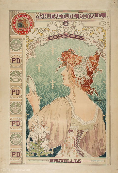 Buy Museum Art Reproductions `Manufacture Royale de Corsets`, (74 x 51 CM) (1897) by Henri Privat-Livemont (1861-1936) | ArtsDot.com