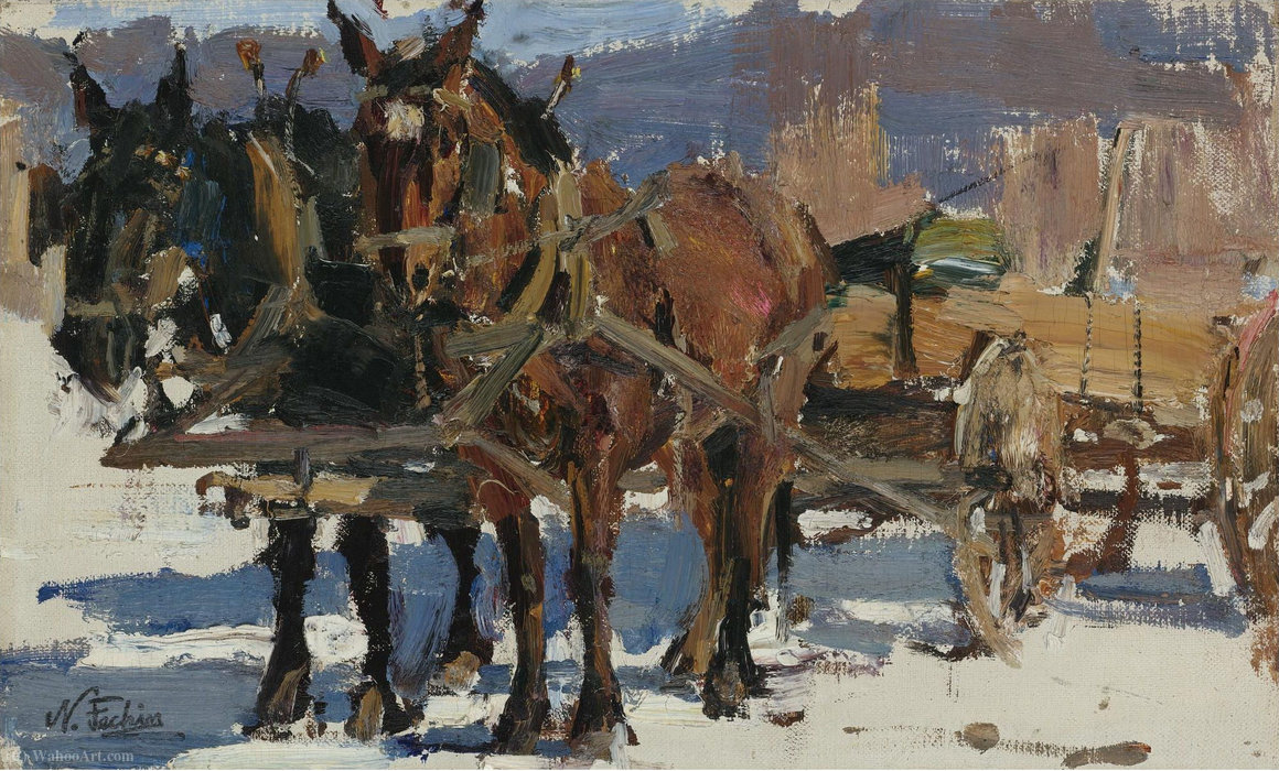 Buy Museum Art Reproductions Team and Wagon by Nicolai Fechin (Inspired By) (1881-1955, Russia) | ArtsDot.com