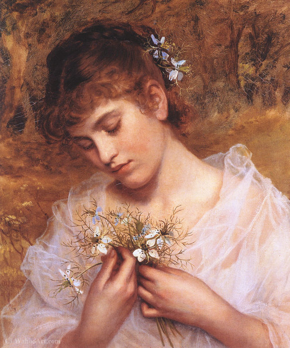 Buy Museum Art Reproductions Love in a Mist by Sophie Gengembre Anderson (1823-1903, France) | ArtsDot.com