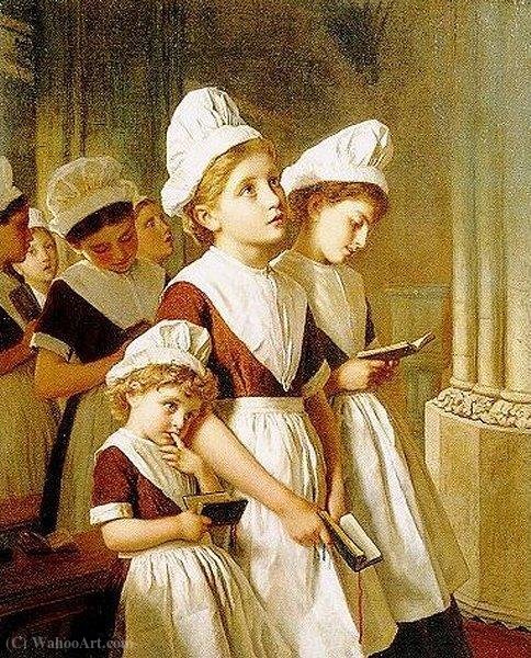 Order Artwork Replica Young Girls at Prayer in the Chapel by Sophie Gengembre Anderson (1823-1903, France) | ArtsDot.com