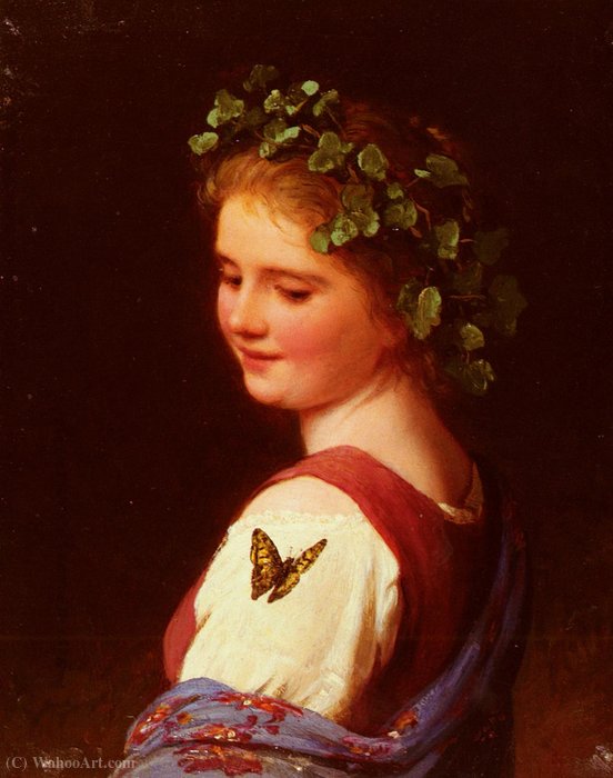 Order Oil Painting Replica The butterfly by Meyer Georg Von Bremen (Johann Georg Meyer) (1813-1886) | ArtsDot.com