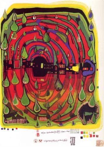 A Sad Not so Sad Is Rainshine - From Rainday on a Rainy Day by Friedensreich Hundertwasser (1928-2000, Austria) Friedensreich Hundertwasser | ArtsDot.com