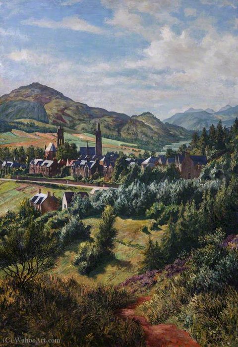 Order Oil Painting Replica Callum`s hill, crieff by James Mcintosh Patrick (Inspired By) (1907-1998) | ArtsDot.com