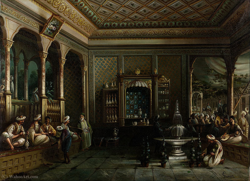 Order Paintings Reproductions A Coffee House in Tophane by Thomas Allom (1804-1872, United Kingdom) | ArtsDot.com