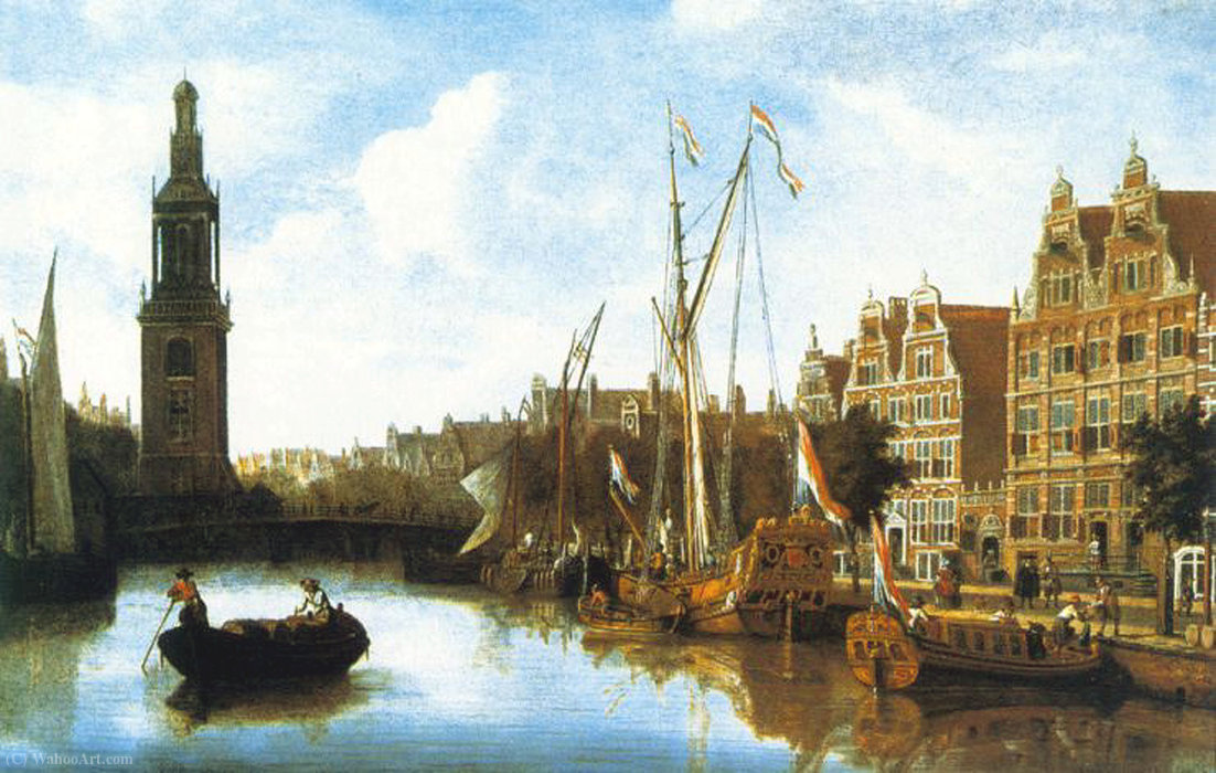 Buy Museum Art Reproductions Jan Roodenpoortstoren, View of the Singel by Abraham Storck (Sturckenburch) (1644-1708, Netherlands) | ArtsDot.com