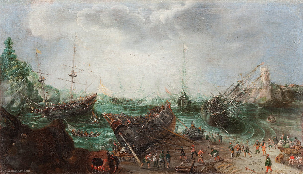 Order Art Reproductions Harbour scene by Adam Willaerts (1577-1664, United Kingdom) | ArtsDot.com