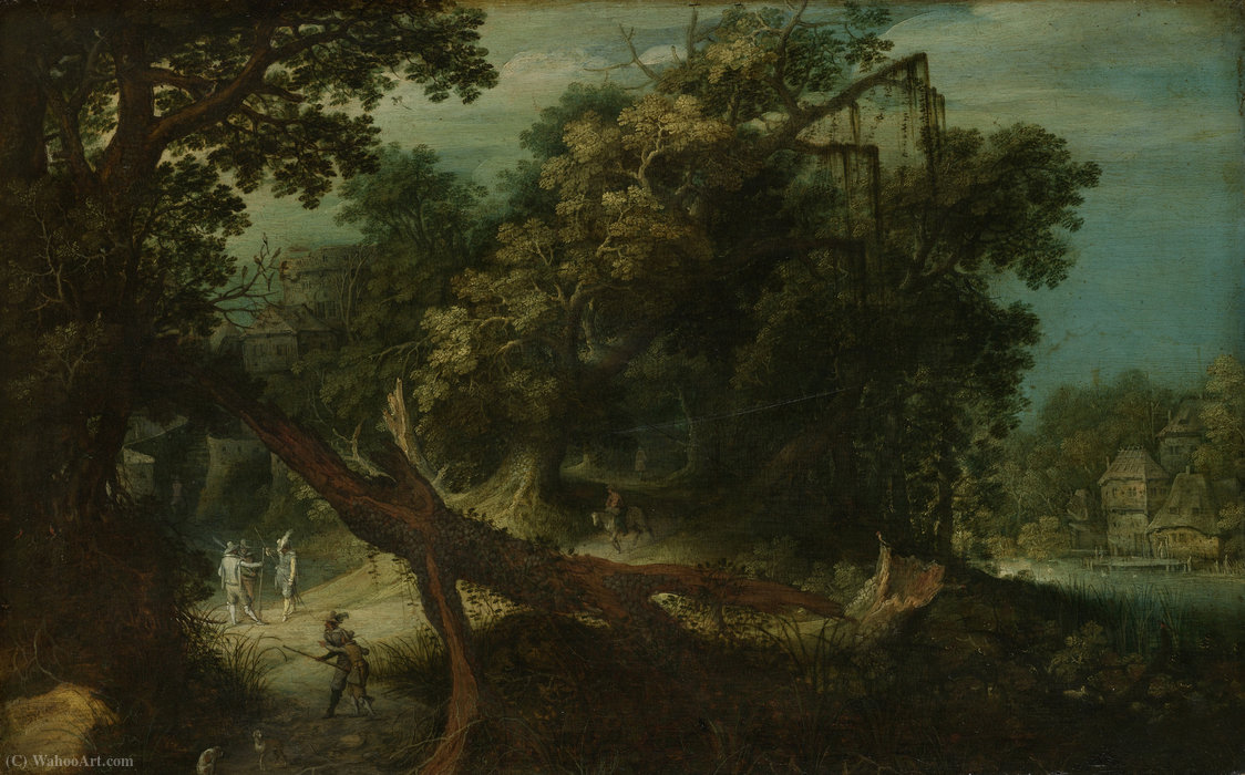Buy Museum Art Reproductions Landscape with mountain by Adriaan Van Stalbemt (1580-1662, Belgium) | ArtsDot.com