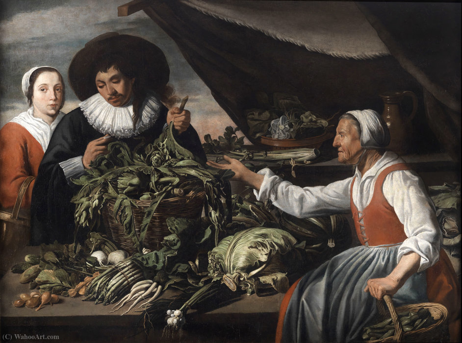 Order Art Reproductions Old vegetable seller by Adriaen Van Utrecht (1599-1652, Belgium) | ArtsDot.com