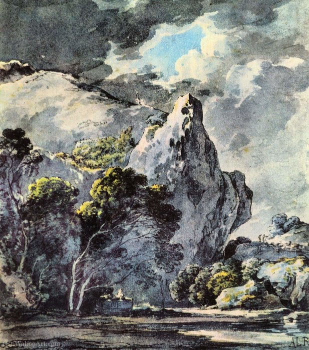 Order Paintings Reproductions Rocky landscape by Adrian Ludwig Richter (1803-1884, Germany) | ArtsDot.com