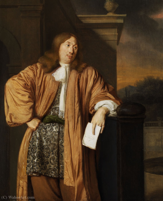 Order Paintings Reproductions Portrait of a Gentleman in apricot-colored dressing gown. by Arie De Vois (1632-1635, Netherlands) | ArtsDot.com