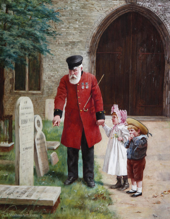 Order Oil Painting Replica A walk with Grandpa by Augustus Edward Mulready (1844-1886) | ArtsDot.com
