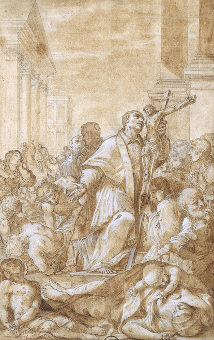 Order Artwork Replica Saint Carlo Borromeo among the Plague Sufferers by Benedetto Luti (1666-1724, Italy) | ArtsDot.com