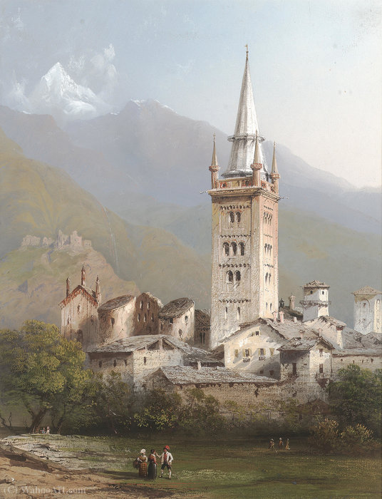 Buy Museum Art Reproductions The town of Susa, Italy by Carlo Bossoli (1815-1884, Switzerland) | ArtsDot.com