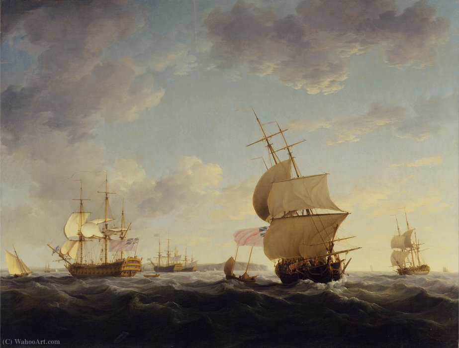 Order Paintings Reproductions Shipping in the English Channel by Charles Brooking (1723-1759) | ArtsDot.com