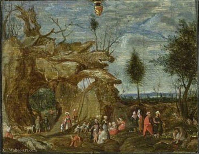 Order Art Reproductions Rocky landscape with nomads by Cornelis Van Dalem (1528-1573, Belgium) | ArtsDot.com