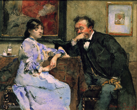 Buy Museum Art Reproductions The conversation by David Oyens (1842-1902, Netherlands) | ArtsDot.com