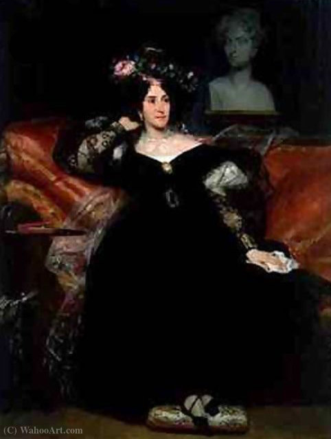 Order Paintings Reproductions Portrait of Madame Jules Antoine Droz by Eugene Francois Marie Joseph Deveria (1805-1865, France) | ArtsDot.com
