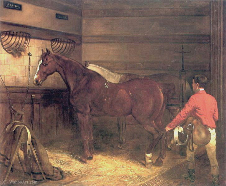Order Oil Painting Replica Horse Agathon at the stable of Glienicke castle by Franz Krüger (1797-1857, Germany) | ArtsDot.com