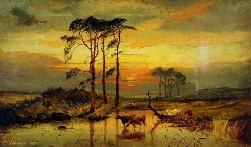 Buy Museum Art Reproductions Sunset with Cattle by George Shalders (1825-1873, United Kingdom) | ArtsDot.com