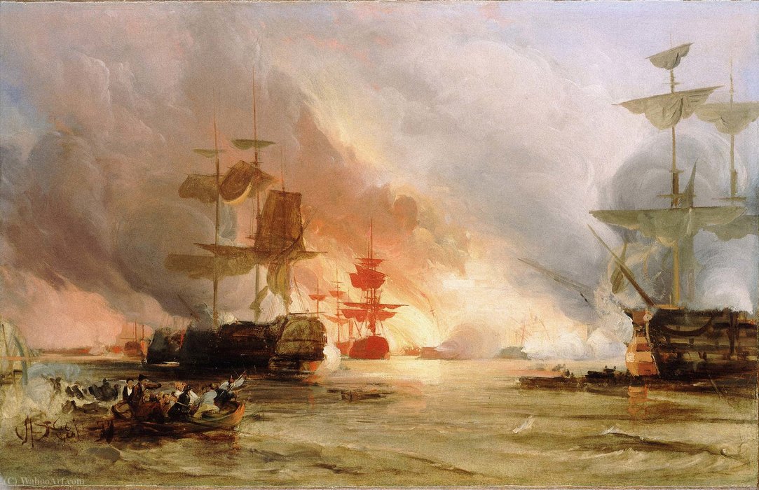 Order Oil Painting Replica Bombardment of Algiers by George The Elder Chambers (1803-1840) | ArtsDot.com