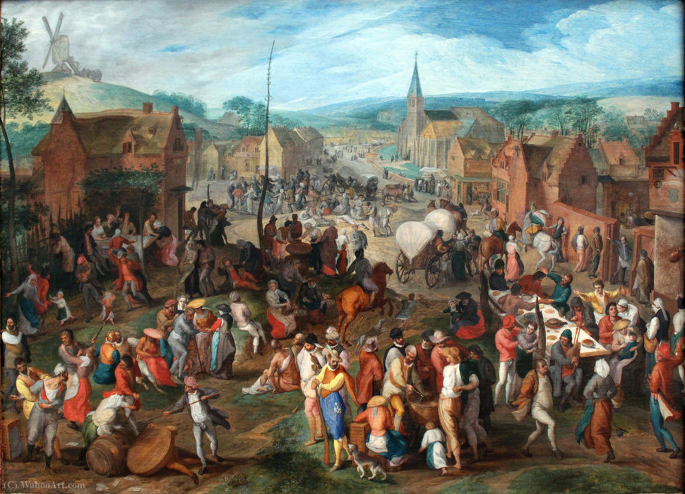 Order Art Reproductions Village fair by Gillis Mostaert (1528-1598, Netherlands) | ArtsDot.com