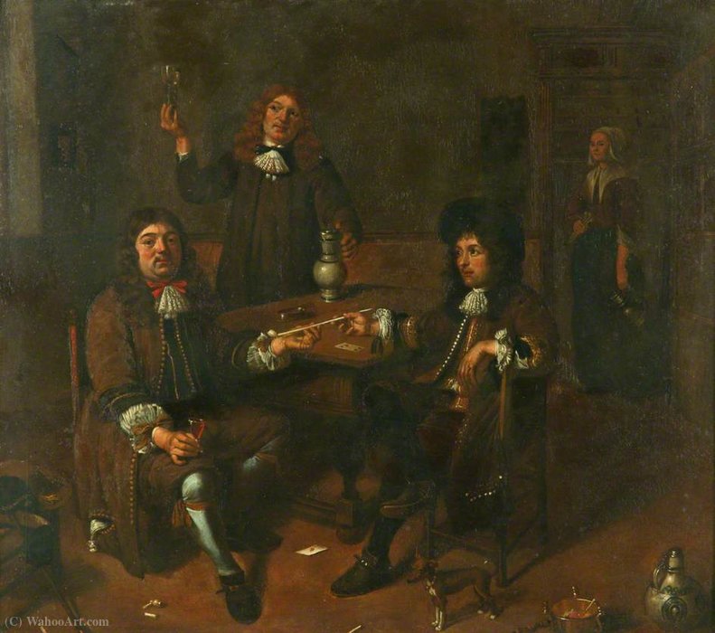 Order Paintings Reproductions The card players by Gillis Van Tilborgh (1625-1678, Belgium) | ArtsDot.com