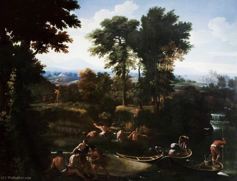 Buy Museum Art Reproductions Classical italian landscape by Giovanni Francesco Grimaldi (1606-1680, Italy) | ArtsDot.com