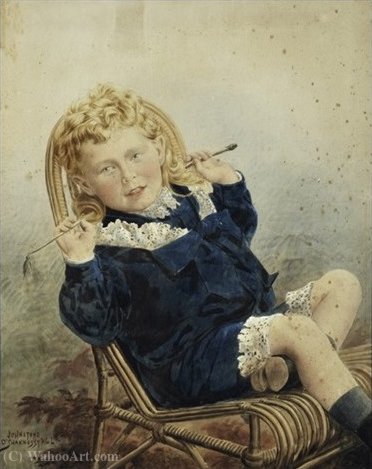 Order Paintings Reproductions Portrait of a Boy Holding a Riding Crop , ca. (1865) by Henry James Johnstone (1835-1907, United Kingdom) | ArtsDot.com