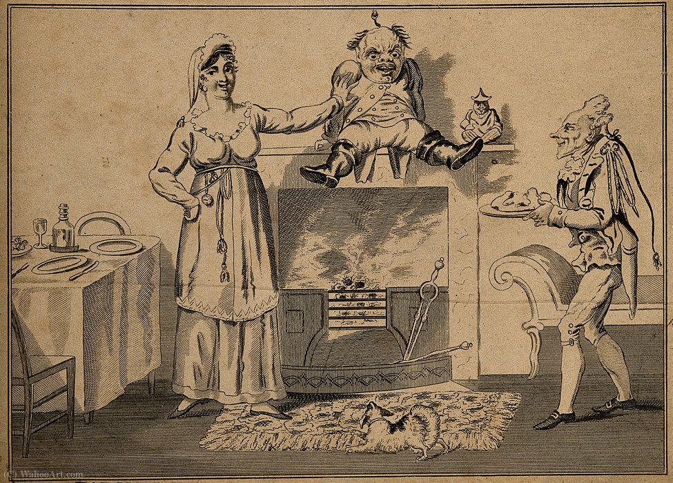 Order Art Reproductions Baron Donder Dronk Dickdorf and Miss Quoltz by Isaac Robert Cruikshank (1764-1811, Scotland) | ArtsDot.com