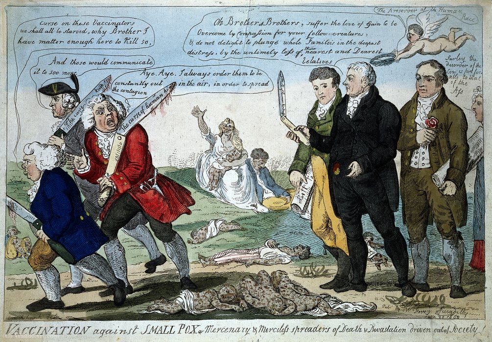 Order Oil Painting Replica Jenner and his two colleagues seeing off three anti-vaccinat by Isaac Robert Cruikshank (1764-1811, Scotland) | ArtsDot.com
