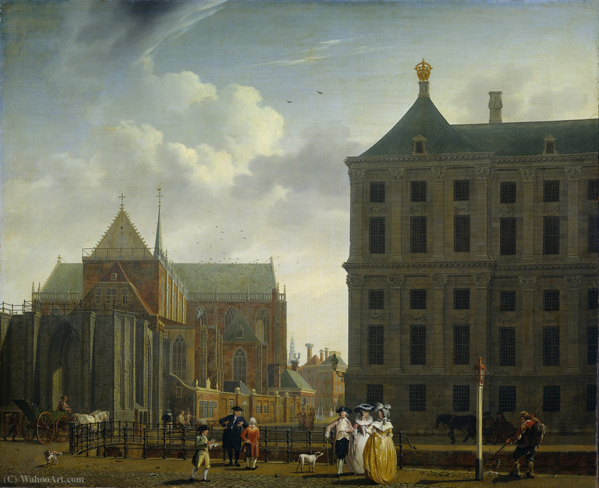 Order Artwork Replica The New Church and the Town Hall on Dam Square in Amsterdam by Isaak Ouwater (1750-1793, Netherlands) | ArtsDot.com