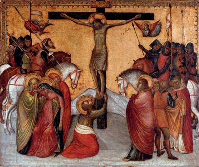 Order Art Reproductions Crucifixion by Jacobello Alberegno (1367-1396, Italy) | ArtsDot.com