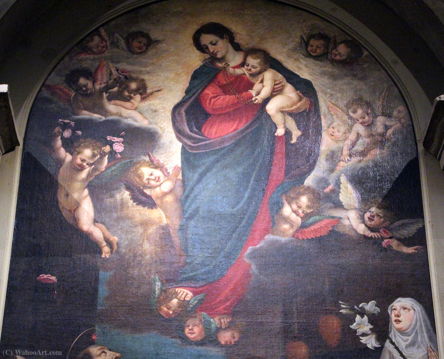 Order Oil Painting Replica Madonna with saints, angels and faithful by Jacopo Vignali (1592-1664, Italy) | ArtsDot.com