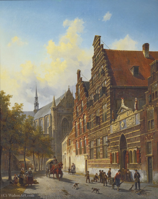 Order Art Reproductions Weeshuis in Leiden by Jacques François Carabain (1834-1933) | ArtsDot.com