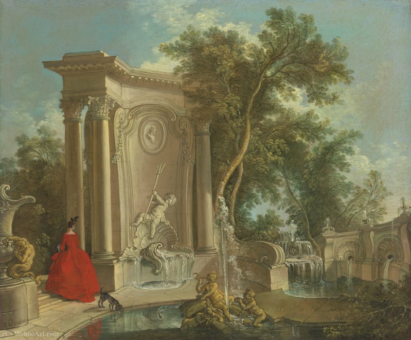 Order Art Reproductions Garden view with fountains by Jacques De Lajoue (1686-1761, France) | ArtsDot.com