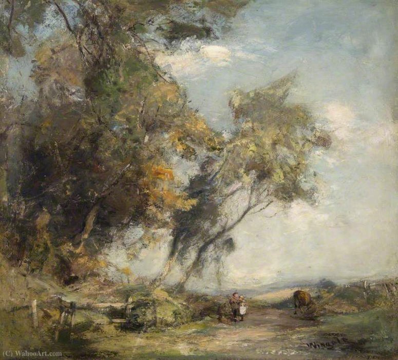 Order Art Reproductions Landscape with Trees and Children by James Lawton Wingate (1846-1924, United Kingdom) | ArtsDot.com