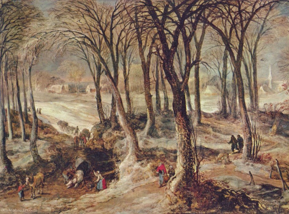 Order Oil Painting Replica Winter landscape by Jan De Momper (1564-1635, Belgium) | ArtsDot.com